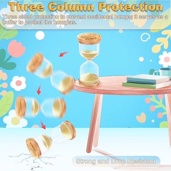 CNCJ 2 Minute Wooden Sand Timer, Hourglass Light Gold Small Sand Clock for Desk Decor Kitchen Classroom Office Study Home Decoration