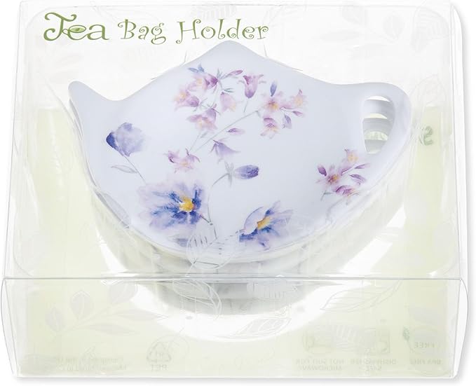 Supreme Housewares Lavender Tea Bag Holders, Teapot Shaped Tea Bag Coasters Spoon Rests Saucer Seasoning Dish Set, Purple, 4 x 3 Inch, Set of 4