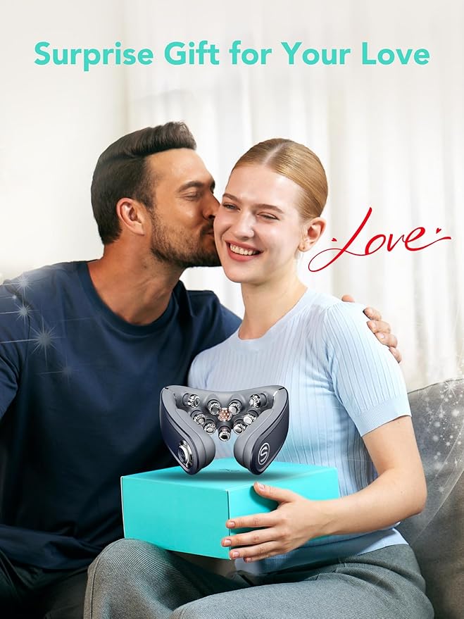 SKG Cordless Neck Massager for Pain Relief Deep Tissue Vibration Foldable Travel Massager,Portable 9D Neck Massager for Office Gifts for Men and Women