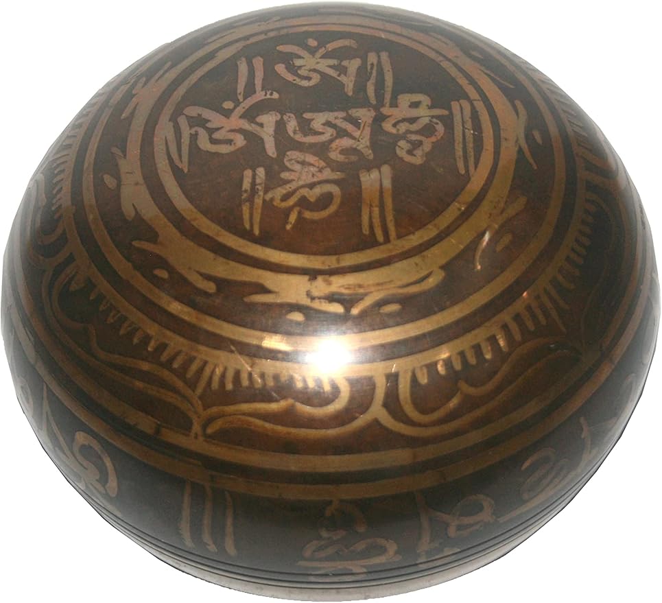 3013 SB 'G' Note Throat Chakra Antique Tibetan Auspicious Symbol Bowl Set ~ Nepal