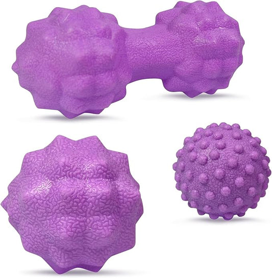 Massage Ball Set, Plantar Fasciitis Relief Foot Pain Therapy - Trigger Point, Heel Spur, Sore Muscle- Back, Arm, Neck, Shoulder, Leg Circulation Roller
