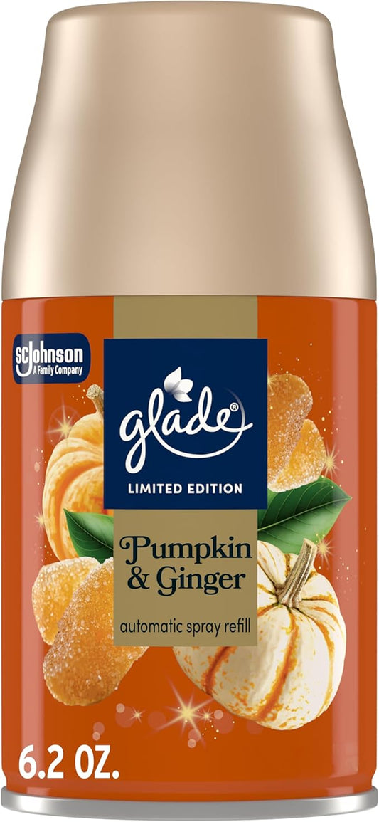 Glade Automatic Spray Refill, Pumpkin & Ginger, Scented Air Freshener for Home and Bathroom, 6.2 Oz