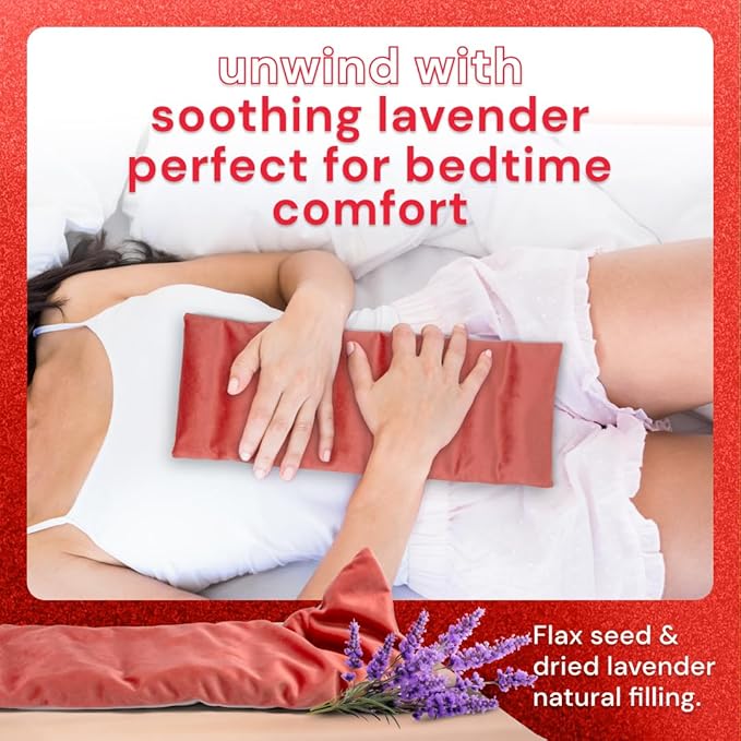 Premium Dutch Velvet Microwave Heating Pad (18” x 7”) - Lavender Scented Microwavable Heating Pad for Period Cramps, Neck, Shoulder, Back - Machine-Washable, Dual Temperature Moist Heat with Flaxseeds