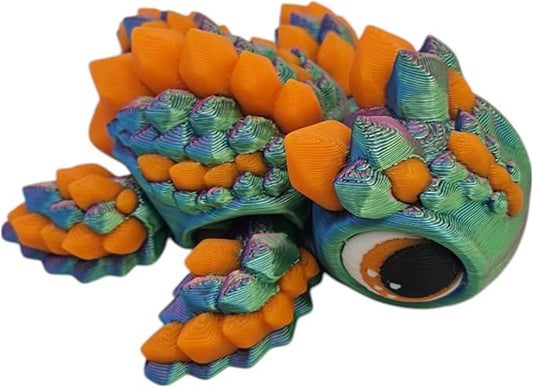 Articulating Turtle Fidget Animal Figurines – Unique 3D Printed Collectibles, Poseable Desk Animals For Adults, Stress Relief and Display Gift (SPIKE THE TURTLE)