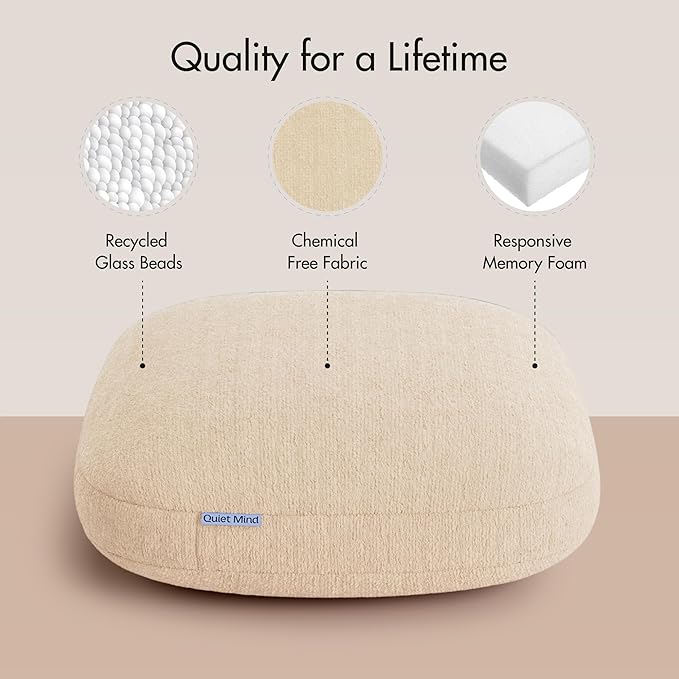 Quiet Mind Weighted Pillow for Adults 9 Lbs - Get Better Sleep - Sustainably Made and Chemical Free - Machine Washable (Medium, Cashew)