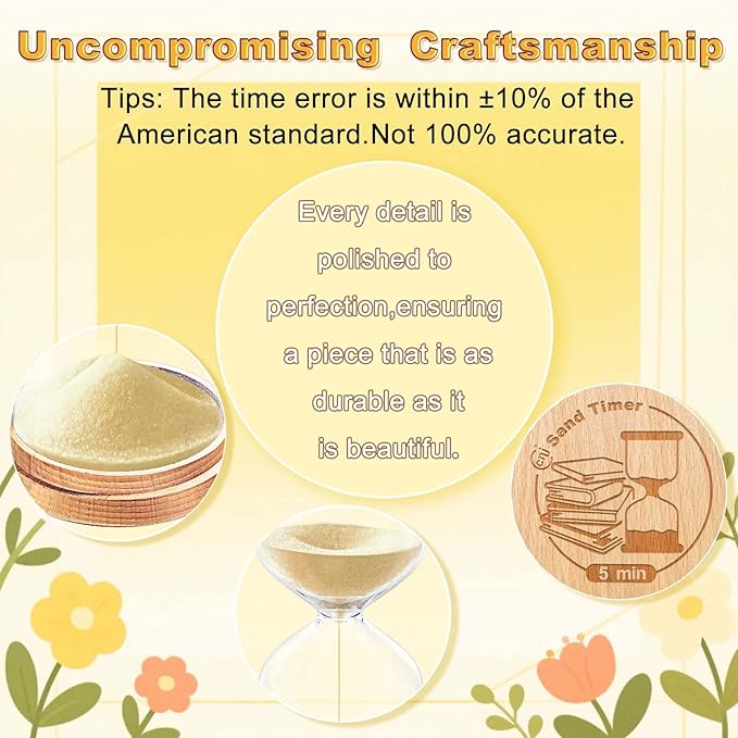 CNCJ 15 Minute Wooden Sand Timer, Hourglass Light Gold Small Sand Clock for Desk Decor Kitchen Classroom Office Study Home Decoration