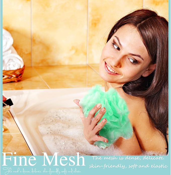 Nitial 50 Pcs Large Bath Shower Loofah Sponge Bulk 60g Exfoliating Bath Sponge Soft Shower Scrunchies Colorful Bath Loofahs for Men Women Shower(Fresh Color)