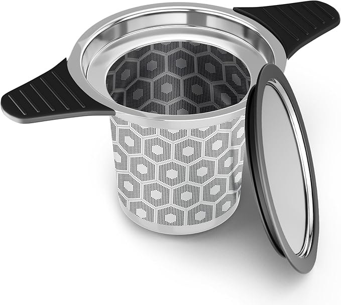 Reinmoson Extra Fine Mesh Tea Strainers & Filters for Loose Tea Single Cup, 304 Stainless Steel and Food Grade Silicone Loose Leaf Tea Steeper for Black Tea, Coffee, Rooibos, etc