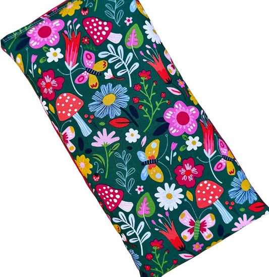 Large Microwave Heating Pad with Flax Seed, Scented or Unscented, Good for Back Pain or Cramps, Moist Heat Therapy or Ice Pack, Microwavable Bean Bag, 6" x 12" (Mushroom, Chamomile)