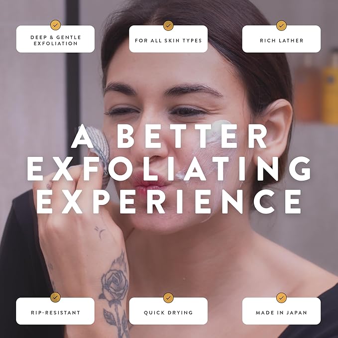 GOSHI Exfoliating Complexion Pads - Reusable, Rapid-Drying, Soft Exfoliating Face Scrubber for All Skin Types - Grey - Made in Japan