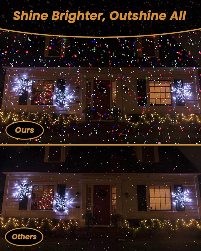 Christmas Laser Lights Outdoor, RGB (Red, Green, Blue) Light Projector with RF Remote and Timer for Parties & Wedding, Brighter Projection Lights for Christmas, Holidays and Garden Decor