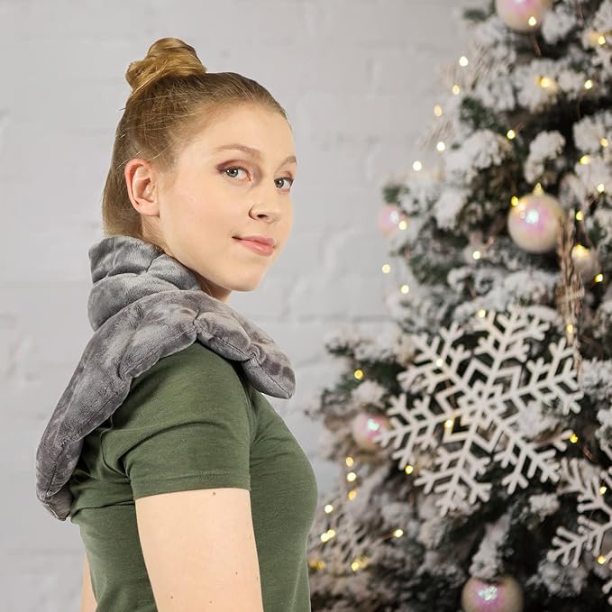 Mars Wellness Heated Microwaveable Neck and Shoulder Wrap - Herbal Hot/Cold Deep Penetrating Weighted Herbal Aromatherapy Shoulder and Neck Therapy Wrap - Made in The USA (Charcoal)