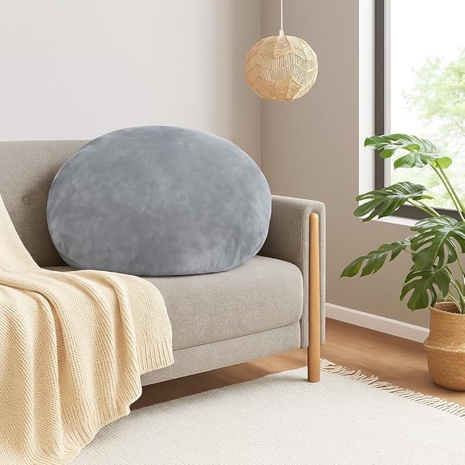 Codi Large Meditation Cushions – Round Floor Pillows for Adults with Removable Washable Cover, Soft and Supportive Floor Cushion for Yoga, Seating and Dog Bed, 32 inch - Grey