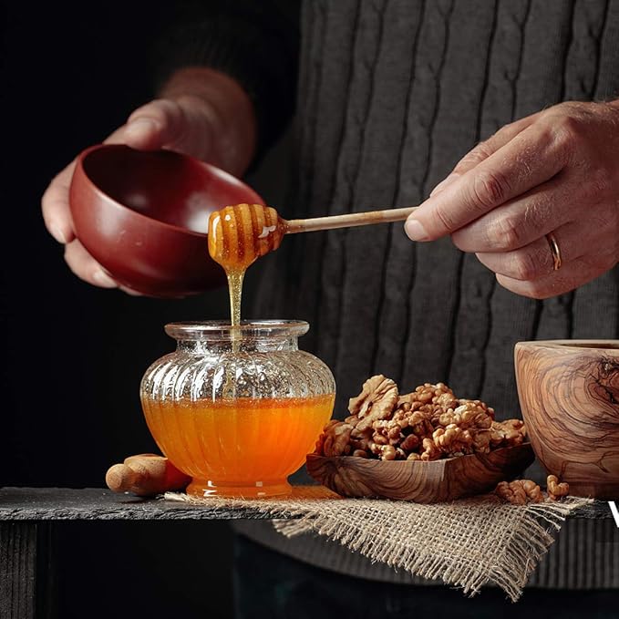 51 PCS Honey Sticks Dipper, 3 Inch Mini Wooden Honeycomb Sticks, Small Honey Stirrer Stick, Honey Sticks for Honey Jar Dispense Drizzle Honey and Wedding Party Favors Gift