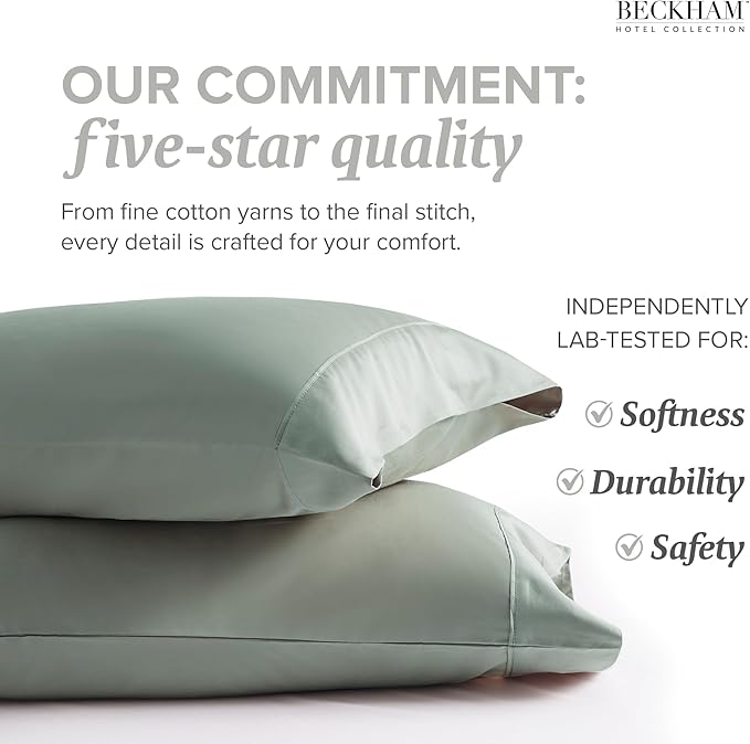 Beckham Hotel Collection Bed Pillowcases Standard/Queen Size Set of 2, 500TC 100% Cotton, Luxury Sateen Bedding, Open End, Breathable, Moisture-Wicking, Gray