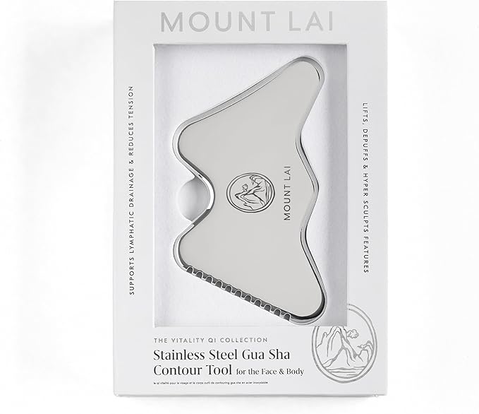 Mount Lai The Vitality Qi Stainless Steel Gua Sha Contour Tool - Face & Body Guasha Tools for Self-Care, Sculpting, Puffiness Relief & Muscle Tension Massage