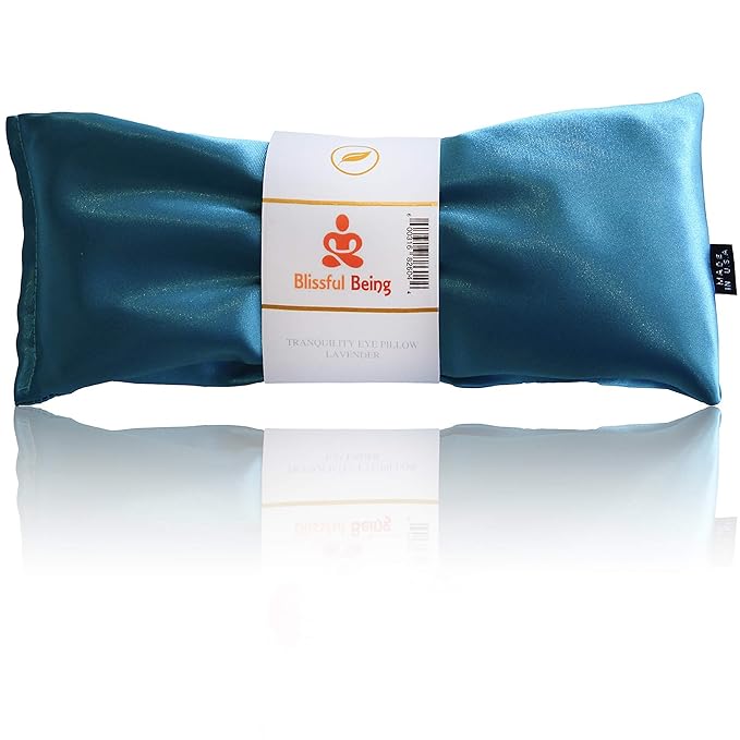 Lavender Eye Pillow | Hot or Cold Weighted Satin Eye Mask Perfect for Sleeping, Yoga, Meditation | Gifts for Women, Birthday, Teachers | Natural Herbal Relaxation | Made in USA (Aqua)