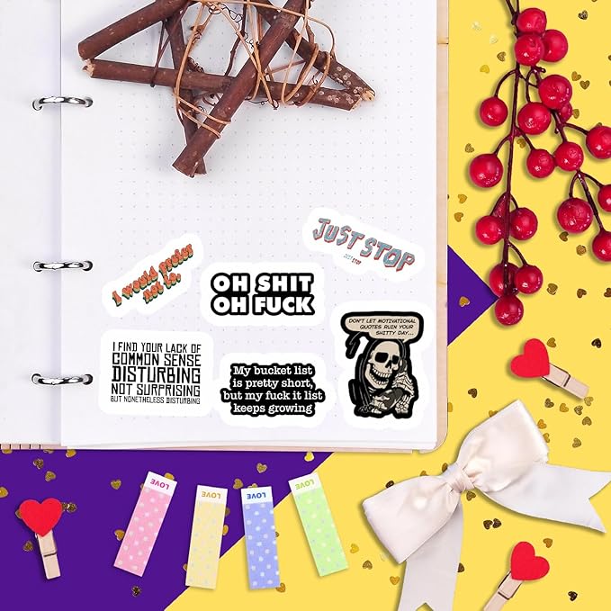 BulbaCraft 100Pcs Snarky Stickers, Sarcastic Stickers - Demotivational Decals for Water Bottle and Laptop - Unmotivational Decals, Gifts for Women & Men