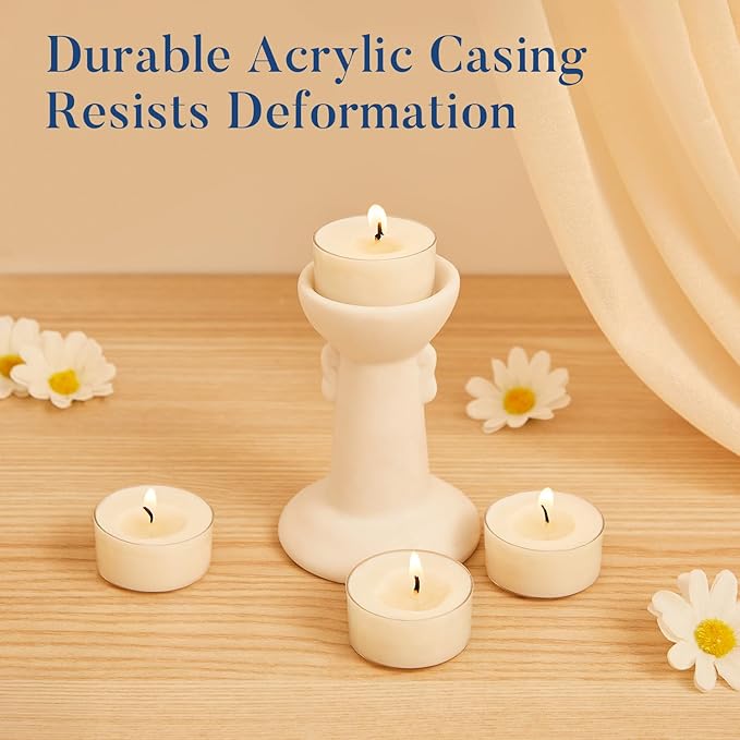 Crenovo Tea Lights Candles 100 Pack, Natural Soy Wax Tealights Candles Bulk 6 Hours Non-Toxic, Long Burning, Unscented Small Votive Cup Candles for Wedding, Party, Dinner, Emergency