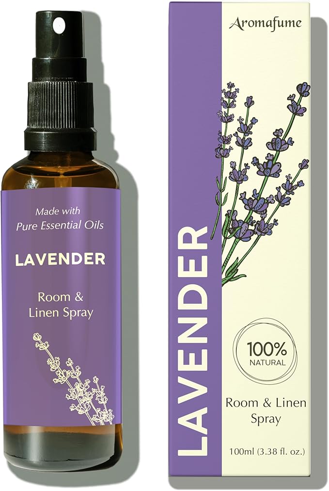 Lavender Room, Linen & Pillow Spray by Aromafume | 100ml/3.38 fl oz | with Pure Lavender Essential Oil | Aromatherapy Spray for Relaxation, Sleep & Stress Relief | Mist for Bedding, Fabrics