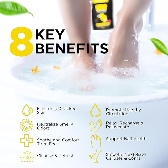 Citrus Detox Foot Soak with Epsom Salt - for Foot Callus, Immune Boost, Damaged Toenail, Athletes Foot, Pedicure and Soothes Tired Feet - Made in USA