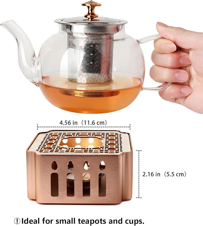 Unique-Design Tea Warmer, Detachable Teapot Warmer Base, Small Heater for Tea, Coffee, Milk, and Wax Melts, Includes Tealight Holder