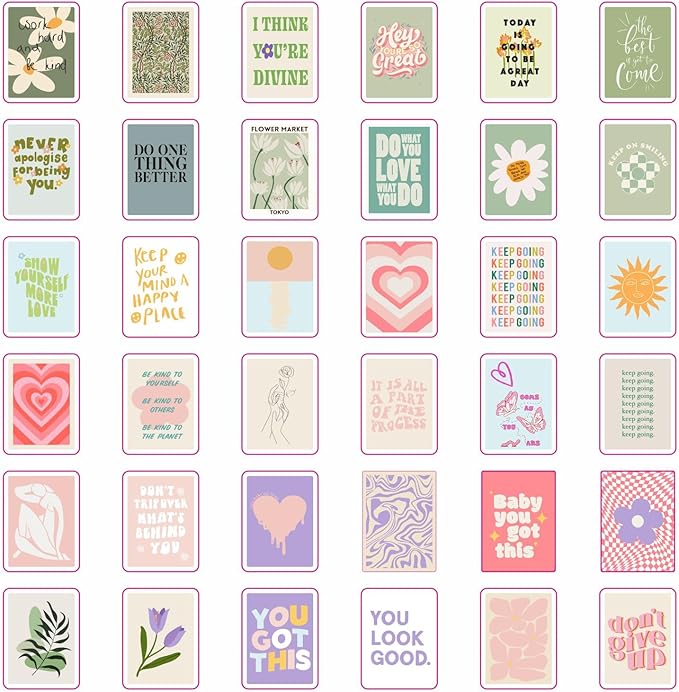 Aesthetic Stickers Pastel - Pink Coquette Quote Stickers - Inspirational Quote Party Favors & Decorations, Waterproof Vinyl Decal, Motivational Sayings