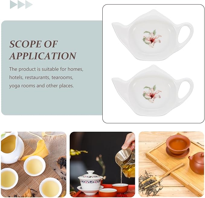 Ceramic Tea Bag Holder Tea Bag Coasters: 2Pack Teapot-Shaped Spoon Rests Tea Bag Storage Rack Classic Teabag Holder Saucer