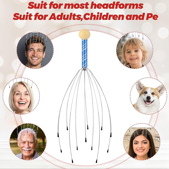 Soaoo 36 Pcs Scalp Massager Manual Head Massager Christmas Relaxing Gifts Handheld Steel Wire Head Scratcher with Wooden Handle for Body Home Office Spa Stress Relief Relaxation Women Men Gift