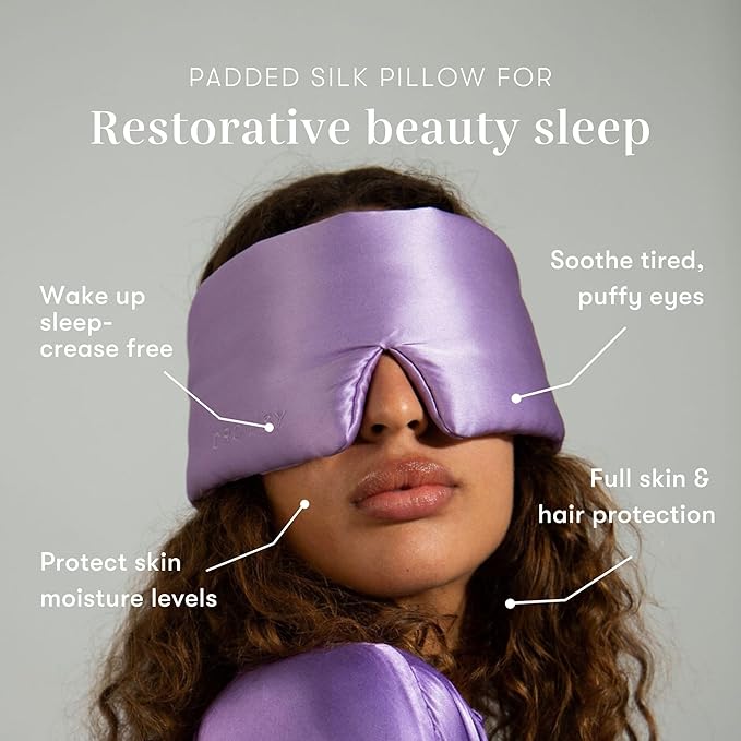 DROWSY Silk Sleep Mask - Face-Hugging, Padded Cocoon for Luxury Sleep in Total Darkness - 100% Pure Mulberry Silk (Lavender Haze)