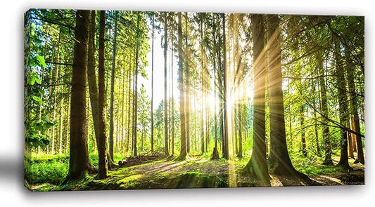 Yxbhhym-Landscape Canvas Wall Art Décor Spring Forest Picture Painting Natural Sun Tree Prints Art Green Room Decor Sunset Poster Living Room Wall Decor Bedroom Artwork for Wall Office Decor