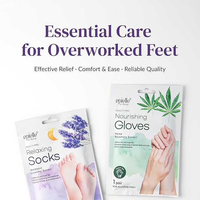Epielle Relaxing Foot Mask 6 Pairs, Deep Moisturizing Socks for Dry, Cracked Feet, Self Care Gifts for Women, Spa Kit, Stocking Stuffers, Thanksgiving Essentials