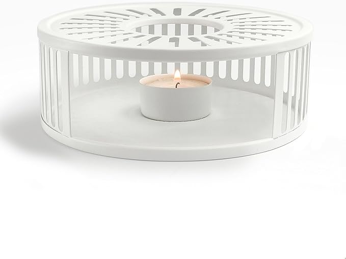 Creano White Design Stainless Steel Teapot Warmer with Tea Light Holder - Stable Rattles Not - Rechaud Suitable for All Teapots