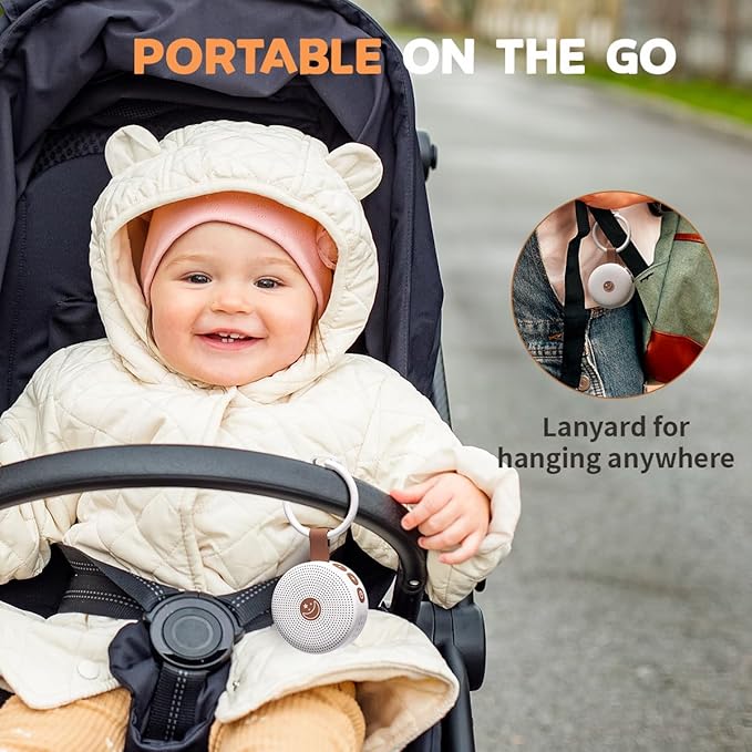 Mini Shushing Sound Machine Portable Baby White Noise Machine Brown Noise Machine 30 Soothing Sounds for Kids Adults Auto-Off Timer 32 Volume Levels Battery Sleep Machine for Home Office Privacy