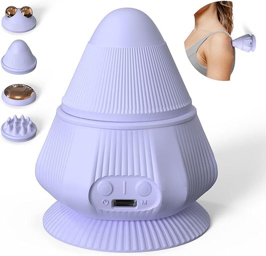 PROIRON Massage Ball with Suction Cup Pinpoint Deep Tissue Muscle Knot & Sore Relief, Vibration & Heating Trigger Point Massage Tool for Back Neck, Self-Massage Tool,4 Massage Heads