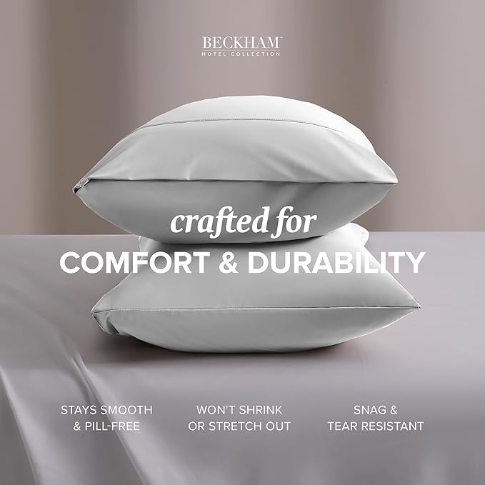 Beckham Hotel Collection Cooling Pillowcases for Hot Sleepers, King Size Set of 2, Cool Bedding, Envelop Closure, Silky Soft, Breathable, Moisture-Wicking, White