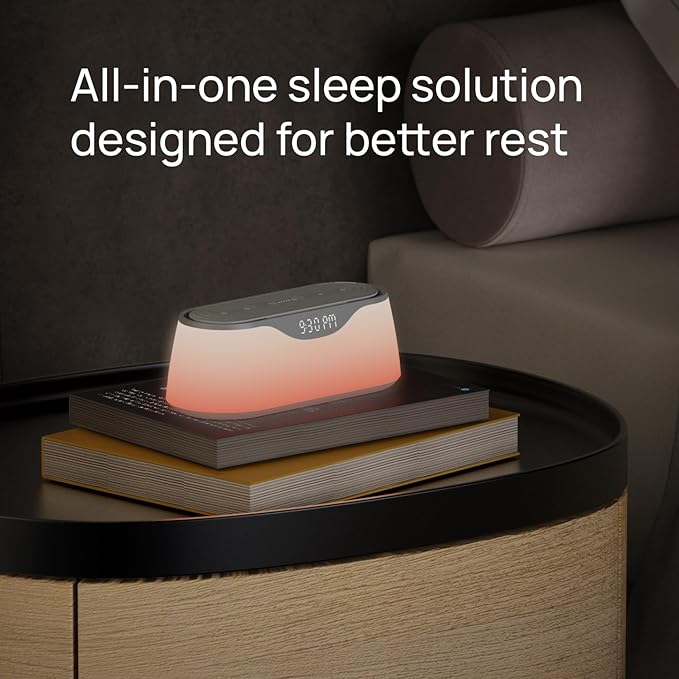 Nimba OFLO Sunrise Alarm Clock with 35 Expertly Tuned Soundscapes & 6 Natural Light Modes - Light Therapy Wake-Up Clock for Heavy Sleepers, App Control Bedside Sound Machine with Soothing White Noise