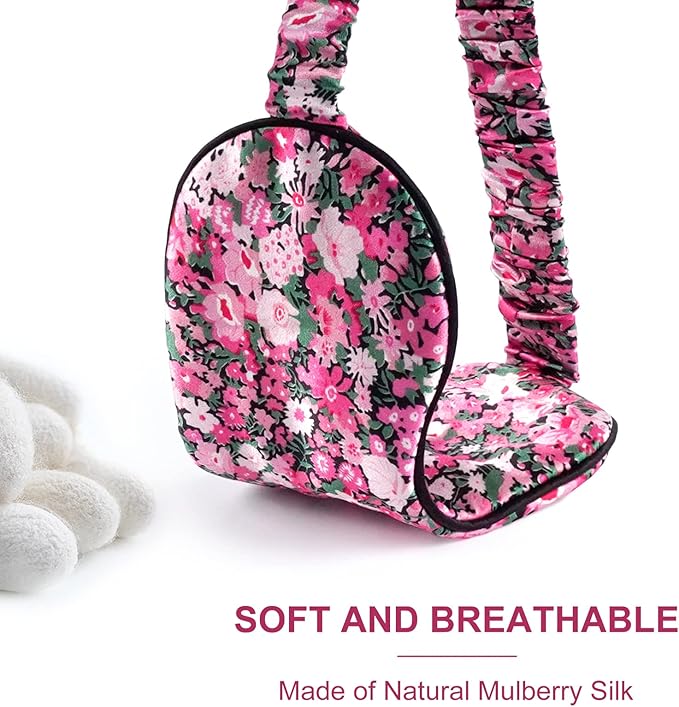 OLESILK 100% Natural Mulberry Silk Sleep Eye Mask Block Out Light, Fashion Printed Eye Mask Blindfold for Women Men Full Night Sleeping, Chic Eye Cover Eyeshade, Pattern 3