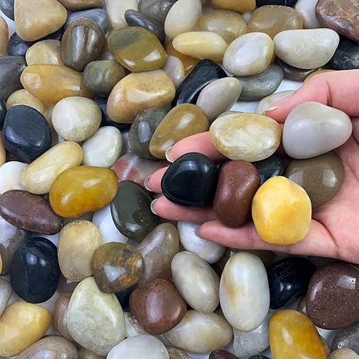 20 lbs Pebbles for Indoor Plants, 0.8-1.2 Inch Polished River Rocks Decorative Stones for Garden, Aquarium, Vase Fillers, Outdoor Landscaping and Backyard