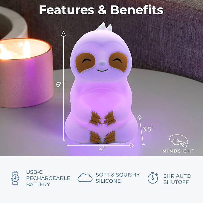 Mindsight 'Breathing Buddha' Slow-It-Down Sloth Guided Visual Meditation Tool for Mindfulness | Slow Your Breathing & Calm Your Mind for Stress & Anxiety Relief | Perfect for Adults & Kids