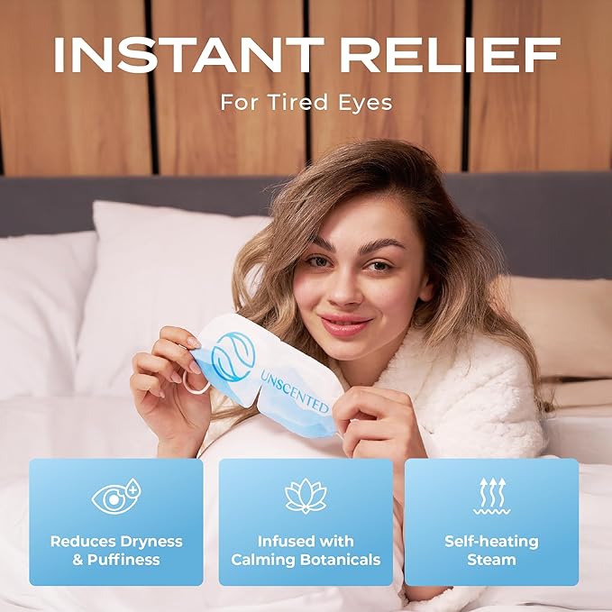 Body Restore Heated Eye Mask for Dry Eyes 5 Pack - Self Heating Warm Compress, Christmas Stocking Stuffers, White Elephant, Birthday Gifts for Women, Men, Stye Eye Treatment, Relaxation - Unscented