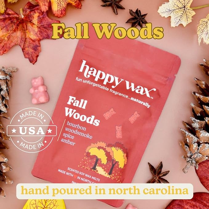 Happy Wax Fall Woods Mix Premium Scented Natural, Non Toxic Soy Wax Melts – 6 Total Oz. of Scented Wax Melts. Includes: White Birch, Fall Woods and Pine Forest.