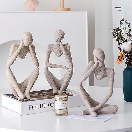 Thinker Statues and Sculptures,Sandstone Resin Thinker Statue Ornaments, Abstract Style Sculptures, Housewarming Gifts, Home Decorations, Living Room Desk Decor (Sandstone)