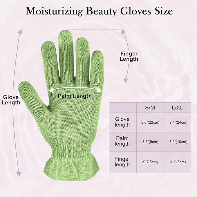MIG4U Moisturizing Beauty Gloves Touchscreen Overnight Sleeping Glove for Women Dry Hands, Nighttime Lotion, Eczema, SPA, Cosmetic Treatment, Apple Green 3 Pairs Size L/XL