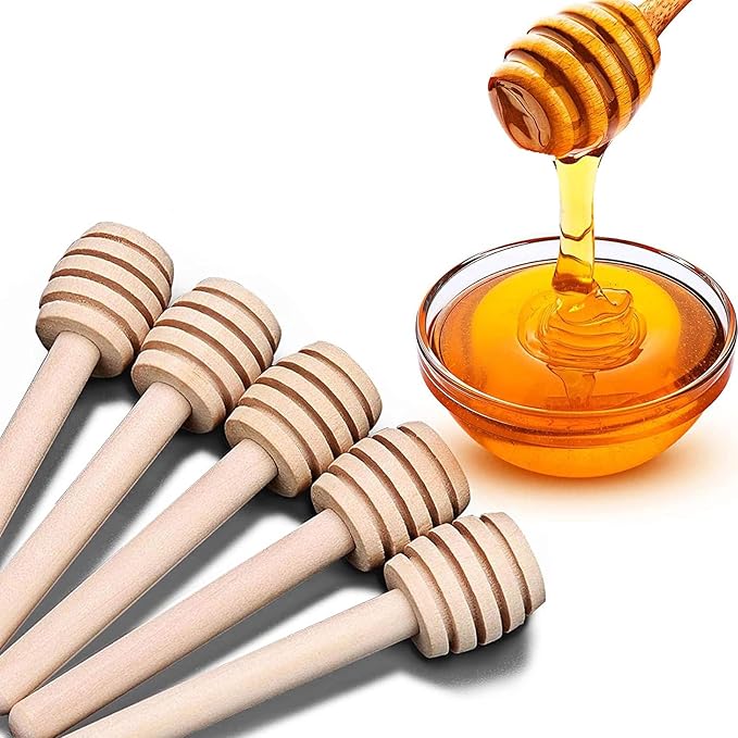 Wooden Honey Dipper Stick Collecting Dispensing Drizzling Jam Portable Wedding Party (8cm, 30)