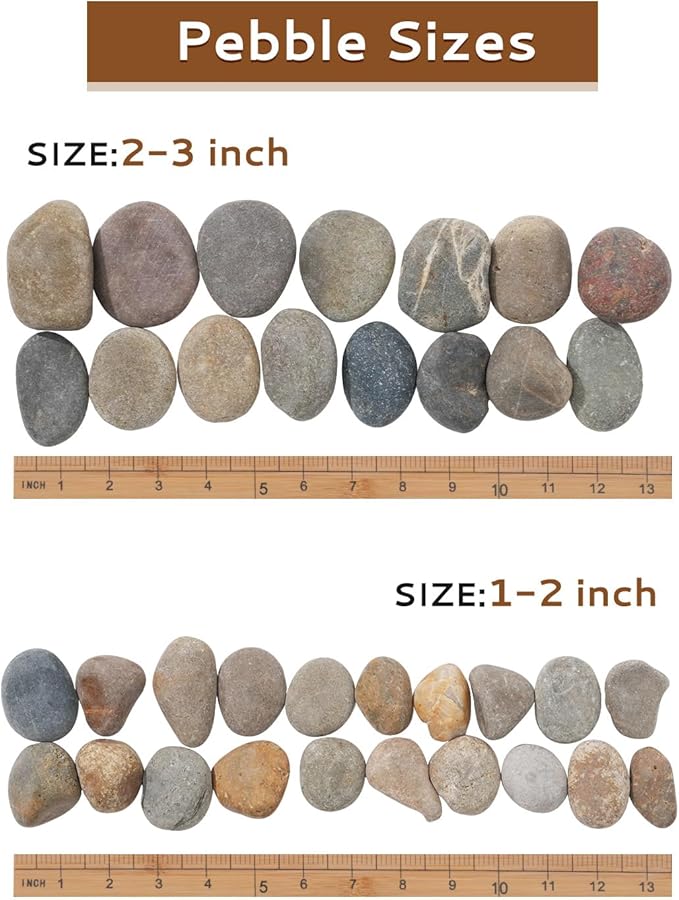 Natural River Rocks-20 lbs of Pebbles and River Stones,2-3 Inch Plant Rocks for Landscaping,Garden Paving,Crafting,Walkways,and Outdoor Decorative Stone,Mexican Beach River Rocks
