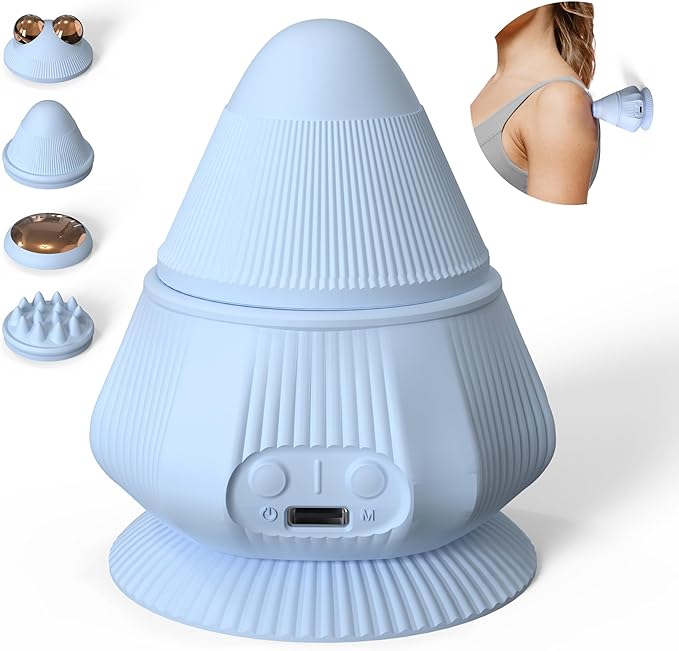 PROIRON Massage Ball with Suction Cup Pinpoint Deep Tissue Muscle Knot & Sore Relief, Vibration & Heating Trigger Point Massage Tool for Back Neck, Self-Massage Tool,4 Massage Heads