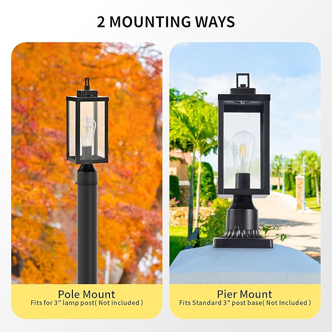 Outdoor Post Light Anti-Rust Lamp Post Lights Fixture Waterproof Exterior Lighting Lamp Post Outdoor Pole Light for Yard Pathway Driveway Fence