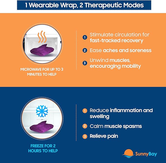 SunnyBay Extra Large Microwave Heating Pad, Microwavable Heavy Weighted Full Body Moist Cold Pack and Washable Fleece Cover, 10x24 Inches, 2.8 lbs, Made in USA, Purple