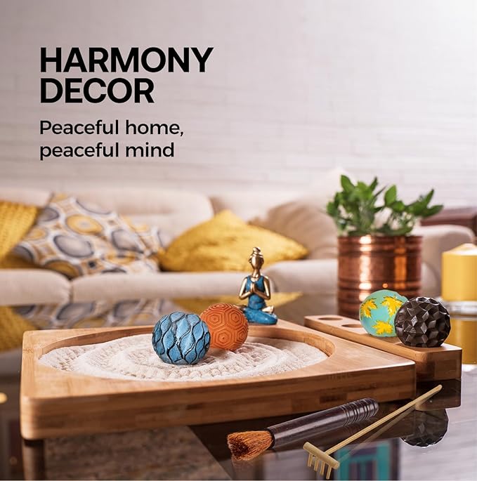 Zen Garden for Desk - 11" Bamboo Sand Tray Therapy Kit | Meditation Gift | Sensory-Based Wellness Tool for Mindfulness & Emotional Support | Zen Decor